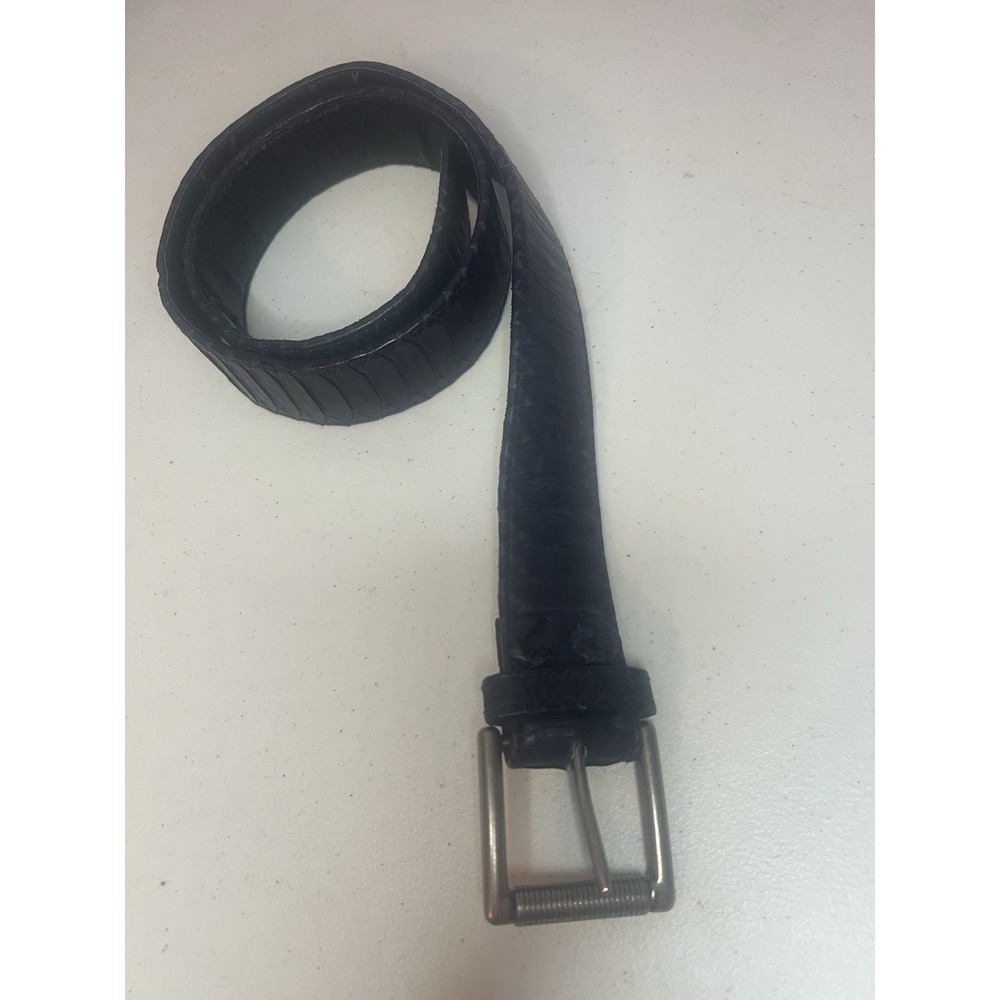 Navy Blue Black Silver Vintage Textured Belt Medium Large